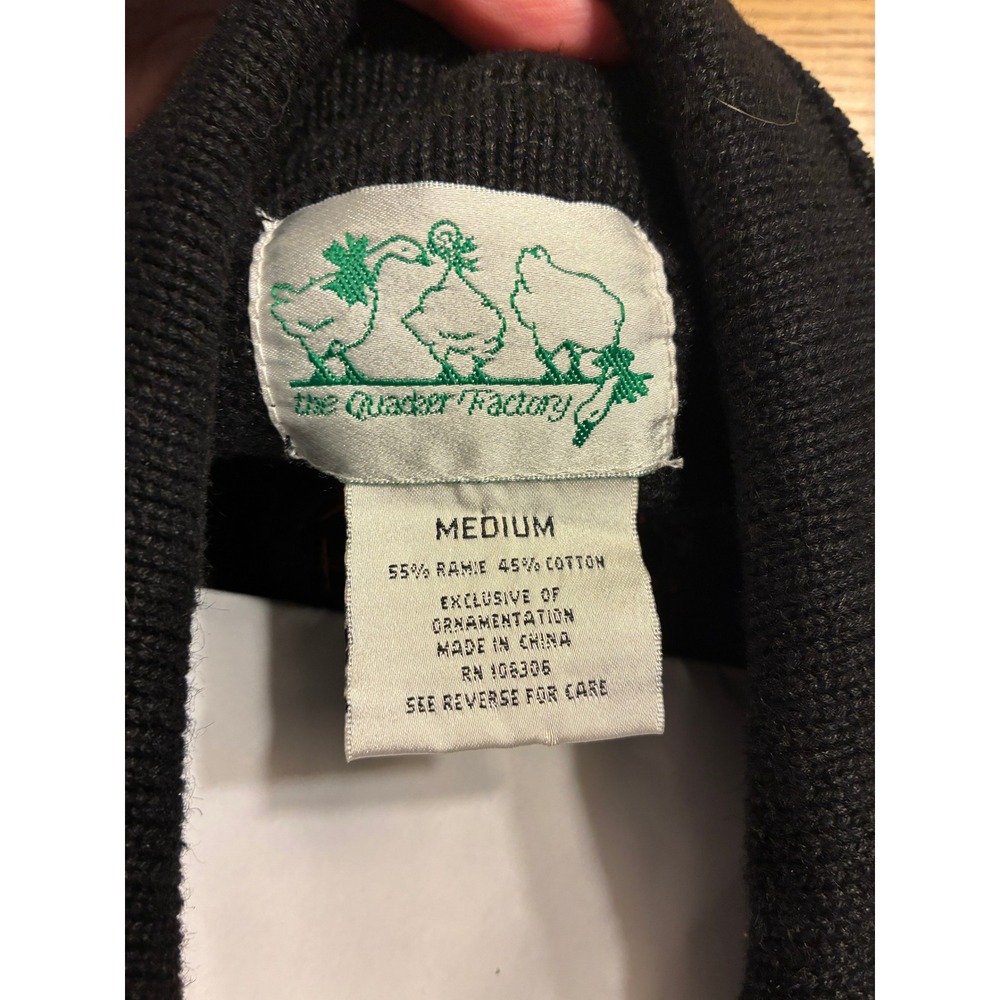 Quacker Factory Thanksgiving Turkey Embroidered Cardigan Sweater Black Medium - Picture 4 of 6